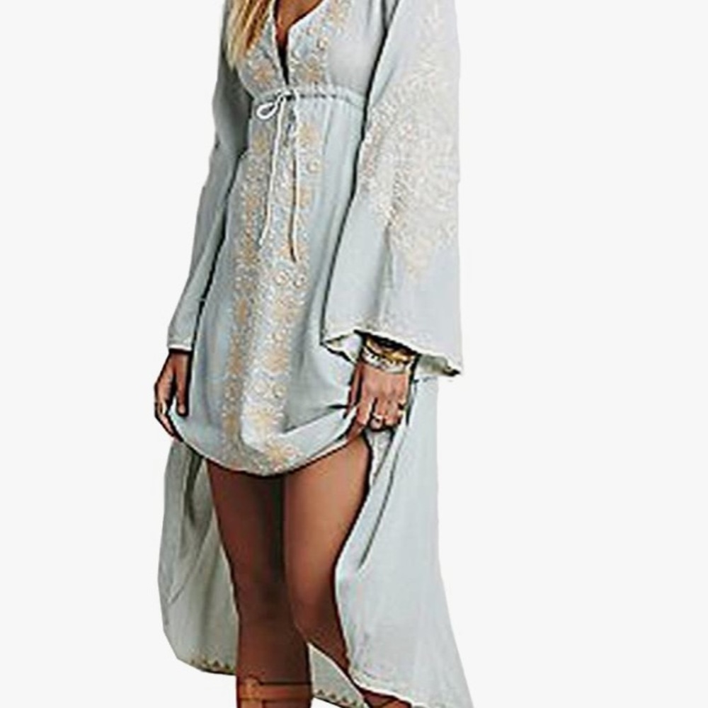 NEW! Boho Casual vintage style, Renaissance dress with embroidered desig…